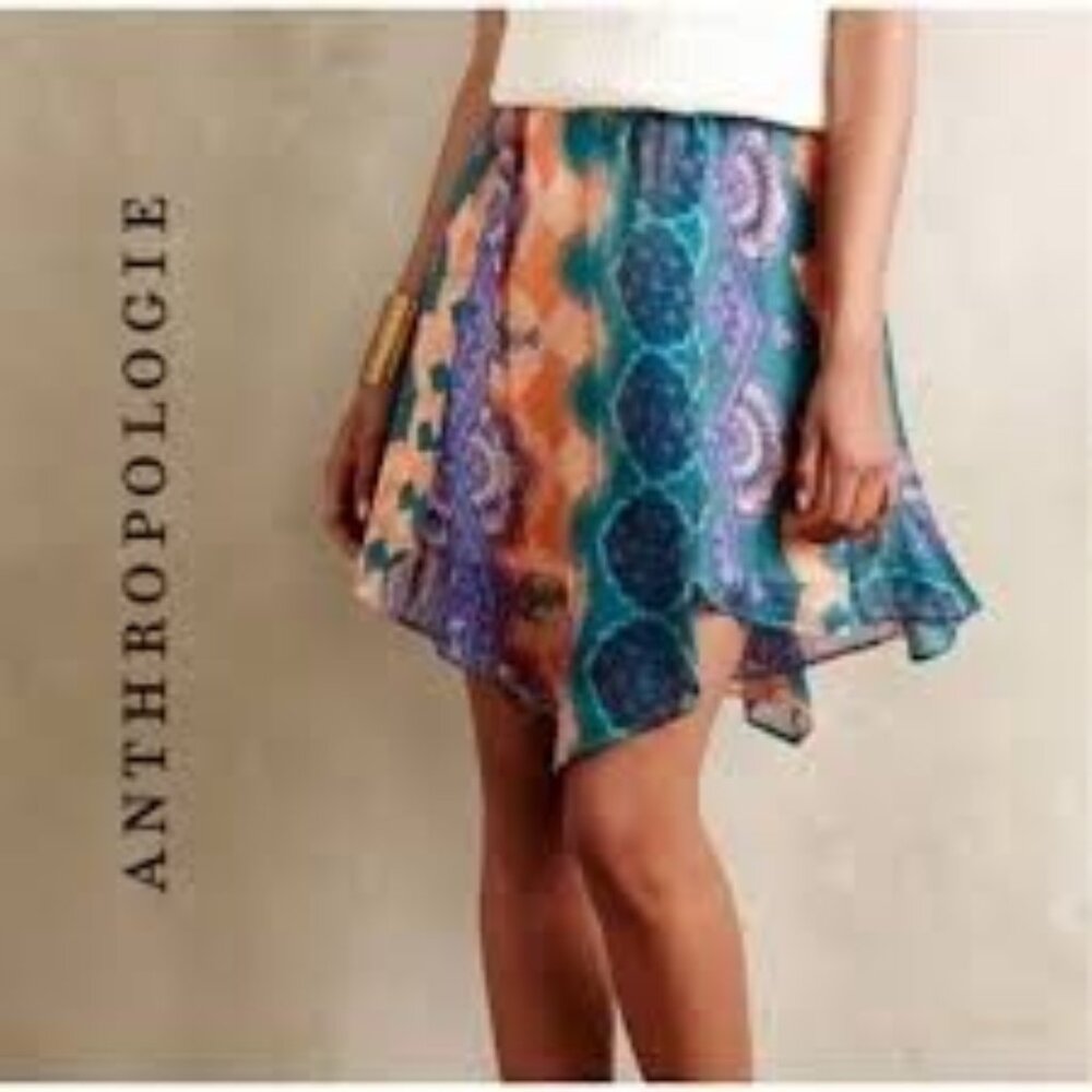 Anthropologie sz MP HD in Paris Mandara Silk flowy colorful skirt